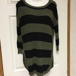 Express olive black striped sweater dress medium